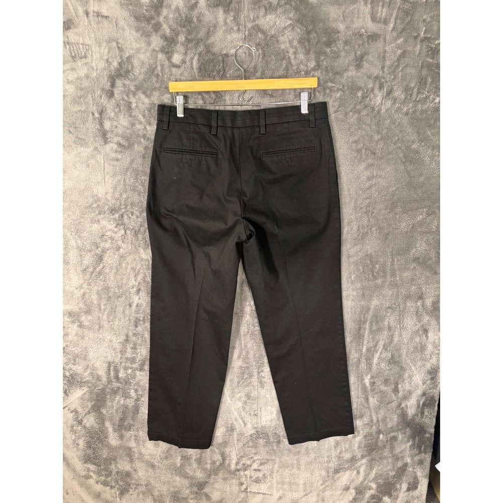 Dockers Mens Pleated Front Chino Pants Black Straight Leg Dress Slacks 34x27.5